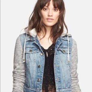 Denim/Knit Hoodie Jean Jacket
